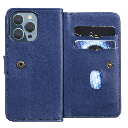 For iPhone 13 Pro 6.1 inch KT Multi-functional Series-1 Large Capacity Phone Cover Stand Shell with Multiple Card Slots Wallet Design