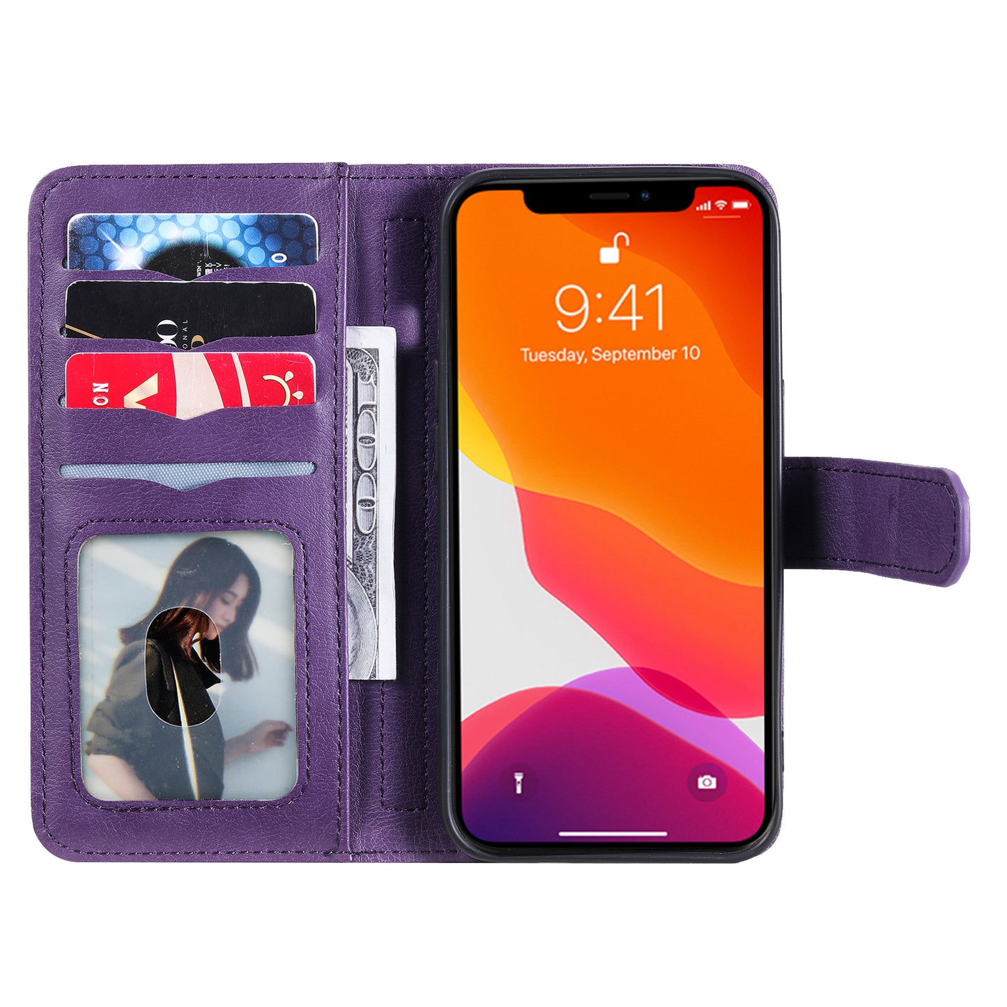 For iPhone 13 Pro 6.1 inch KT Multi-functional Series-1 Large Capacity Phone Cover Stand Shell with Multiple Card Slots Wallet Design
