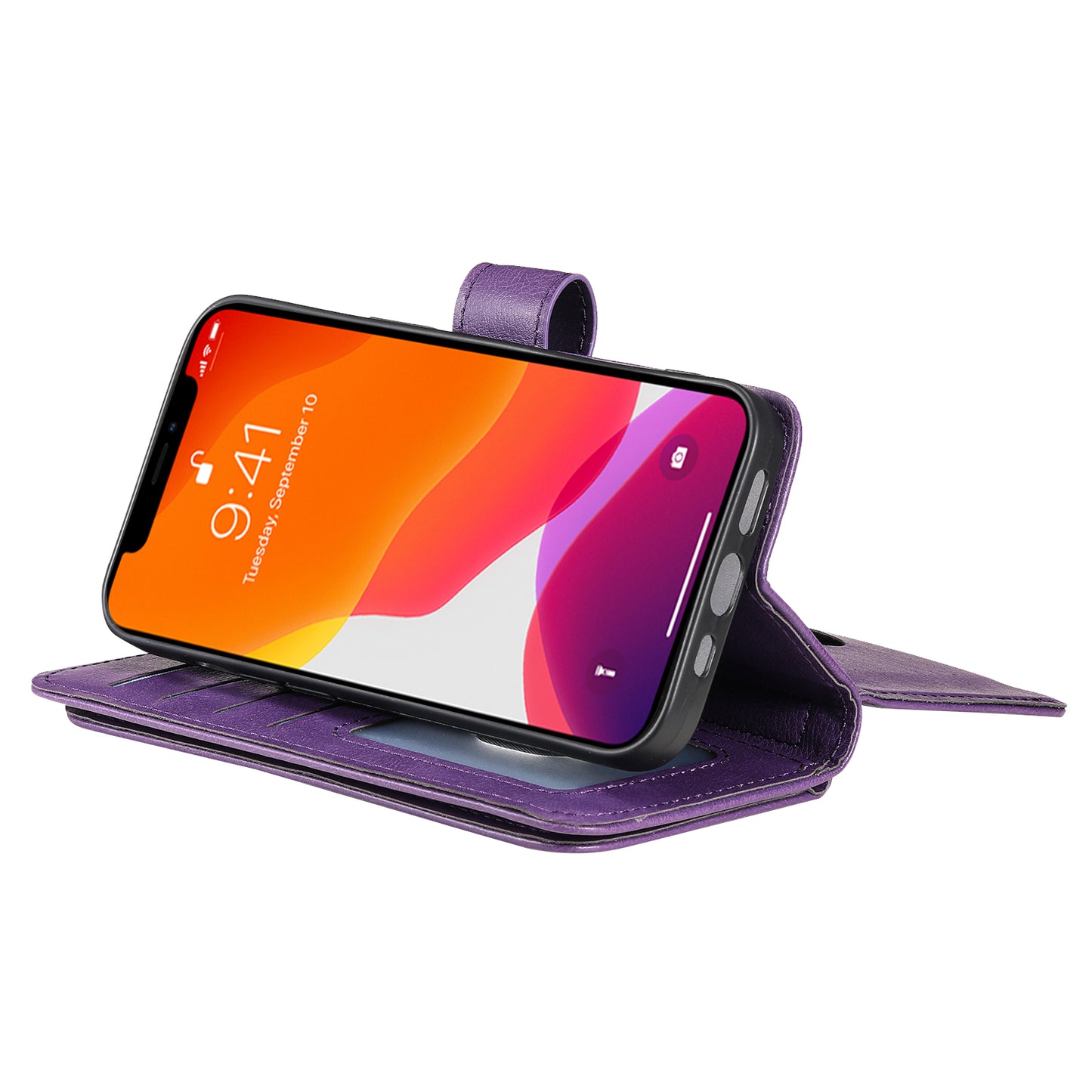 For iPhone 13 Pro 6.1 inch KT Multi-functional Series-1 Large Capacity Phone Cover Stand Shell with Multiple Card Slots Wallet Design