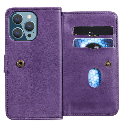 For iPhone 13 Pro 6.1 inch KT Multi-functional Series-1 Large Capacity Phone Cover Stand Shell with Multiple Card Slots Wallet Design