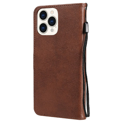 KT Leather Series-2 Magnetic Clasp Wallet Design Leather Stand Phone Casing with Handy Strap for iPhone 13 Pro Max 6.7 inch