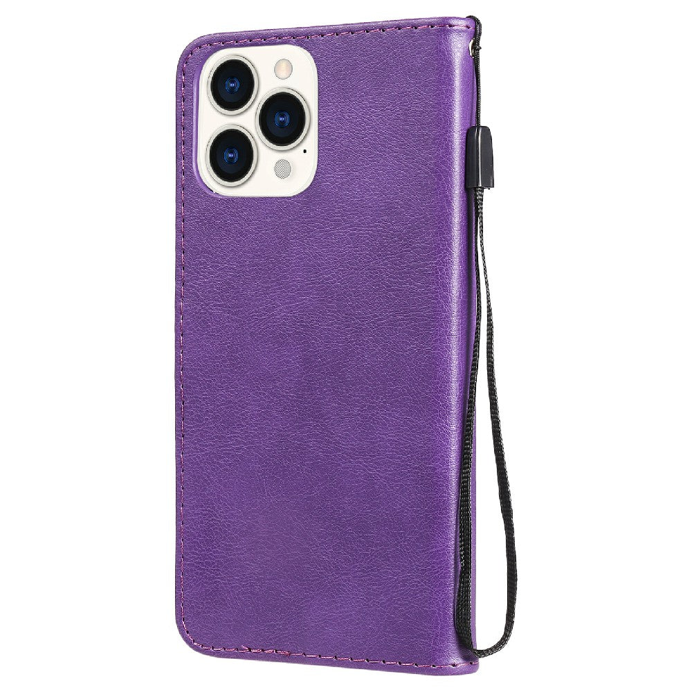 KT Leather Series-2 Magnetic Clasp Wallet Design Leather Stand Phone Casing with Handy Strap for iPhone 13 Pro Max 6.7 inch