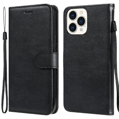 KT Leather Series-2 Magnetic Clasp Wallet Design Leather Stand Phone Casing with Handy Strap for iPhone 13 Pro Max 6.7 inch