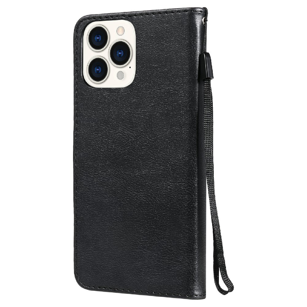 KT Leather Series-2 Magnetic Clasp Wallet Design Leather Stand Phone Casing with Handy Strap for iPhone 13 Pro Max 6.7 inch
