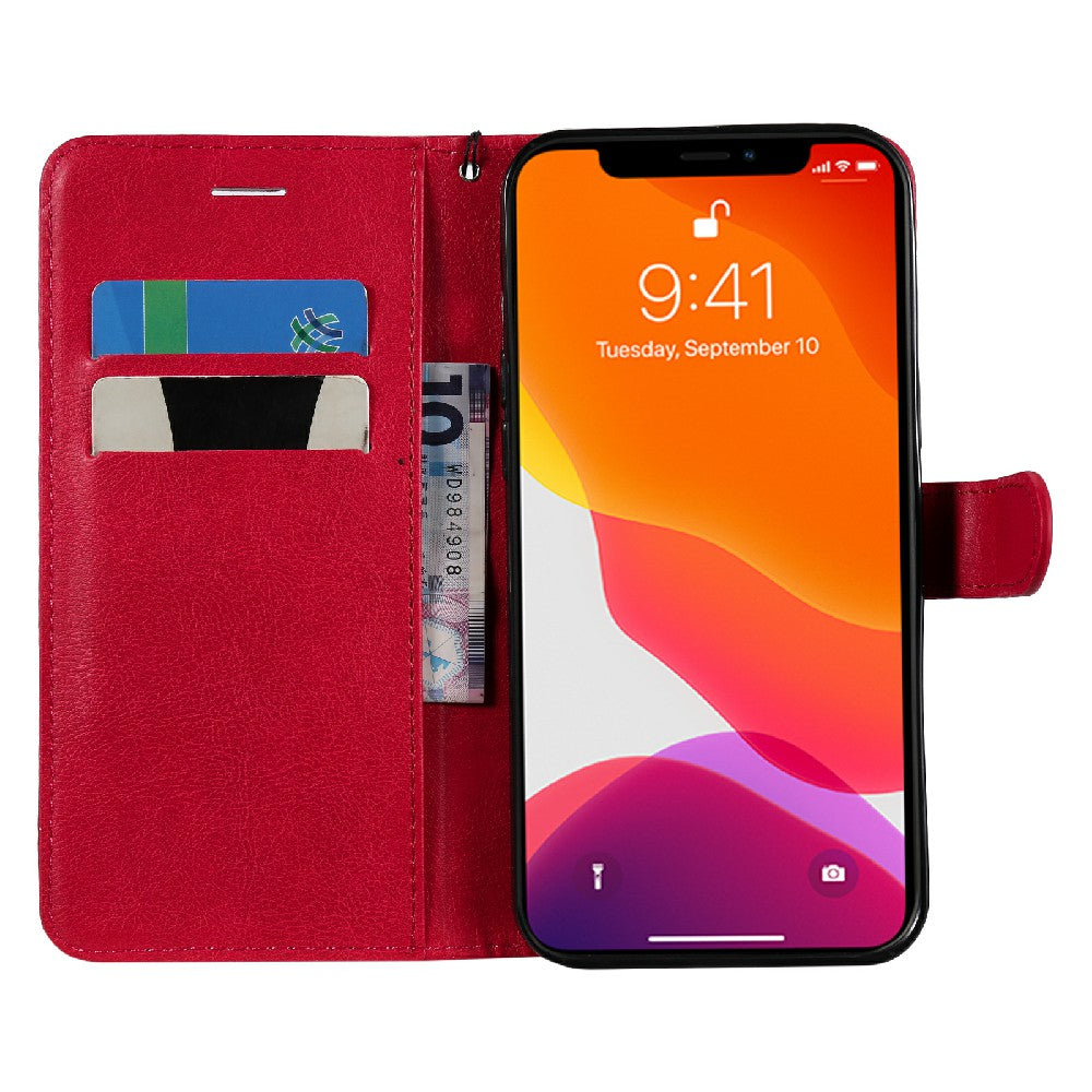 KT Leather Series-2 Magnetic Clasp Wallet Design Leather Stand Phone Casing with Handy Strap for iPhone 13 Pro Max 6.7 inch