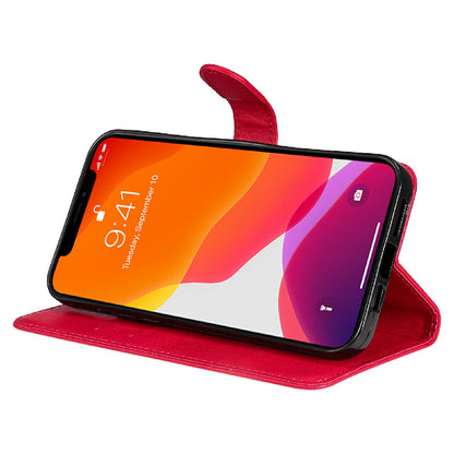 KT Leather Series-2 Magnetic Clasp Wallet Design Leather Stand Phone Casing with Handy Strap for iPhone 13 Pro Max 6.7 inch