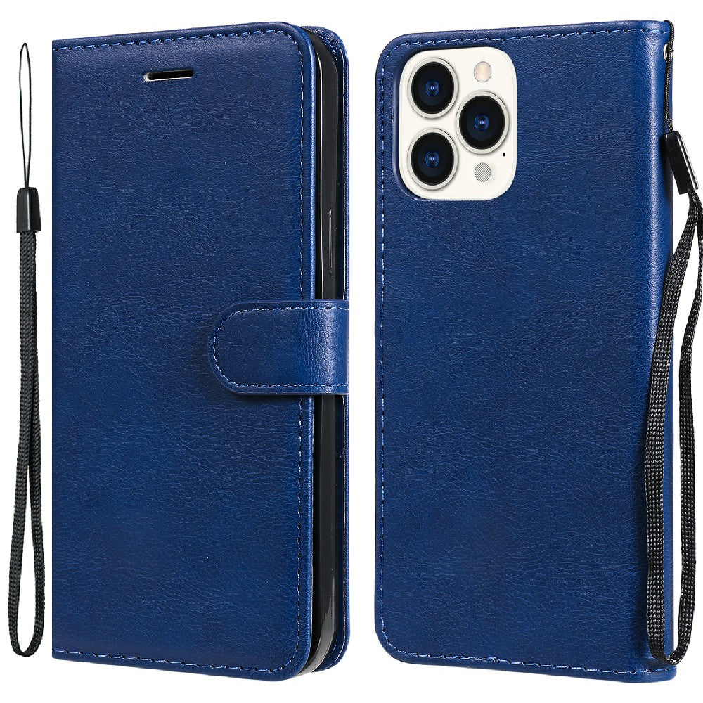 KT Leather Series-2 Magnetic Clasp Wallet Design Leather Stand Phone Casing with Handy Strap for iPhone 13 Pro Max 6.7 inch