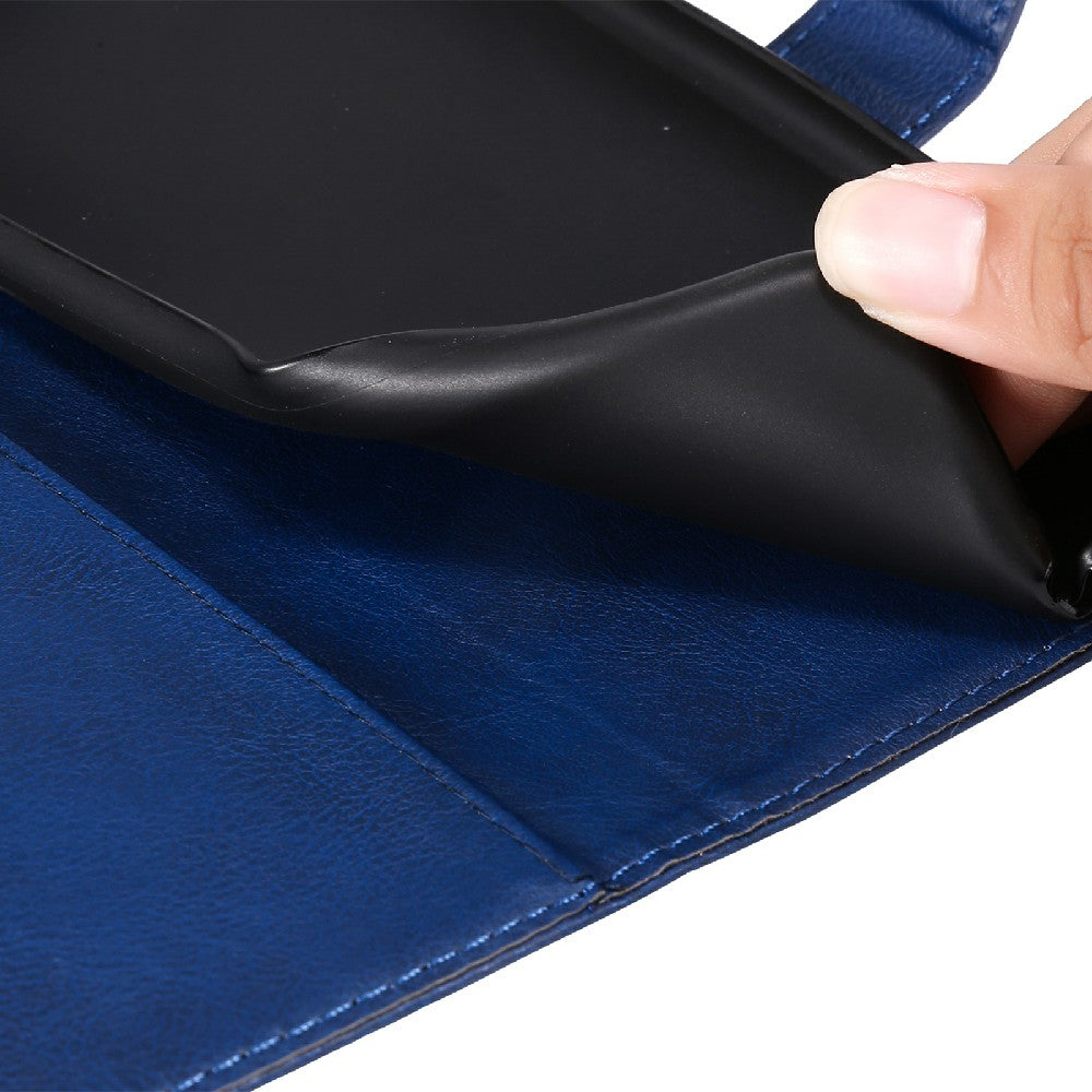 KT Leather Series-2 Magnetic Clasp Wallet Design Leather Stand Phone Casing with Handy Strap for iPhone 13 Pro Max 6.7 inch