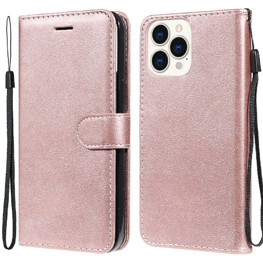 KT Leather Series-2 Magnetic Clasp Wallet Design Leather Stand Phone Casing with Handy Strap for iPhone 13 Pro Max 6.7 inch