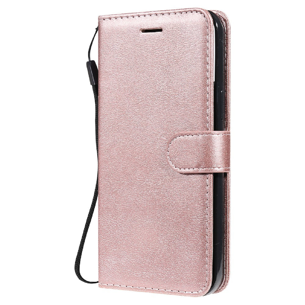 KT Leather Series-2 Magnetic Clasp Wallet Design Leather Stand Phone Casing with Handy Strap for iPhone 13 Pro Max 6.7 inch