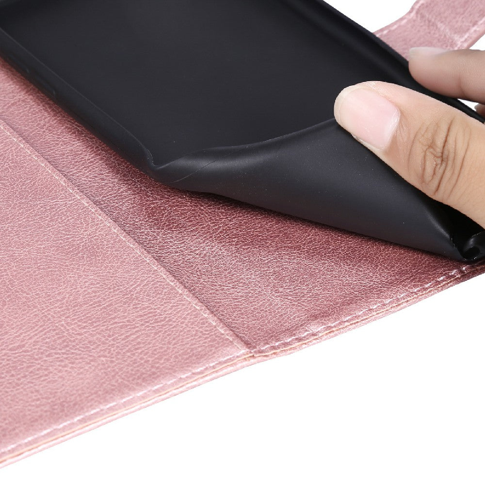 KT Leather Series-2 Magnetic Clasp Wallet Design Leather Stand Phone Casing with Handy Strap for iPhone 13 Pro Max 6.7 inch