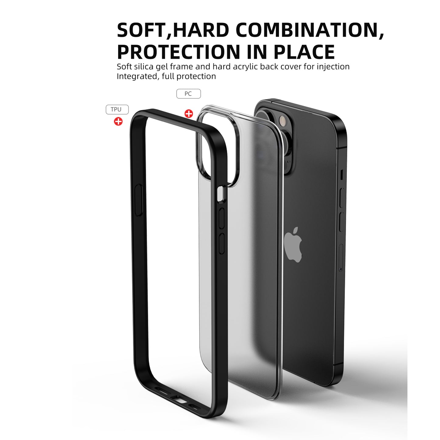 IPAKY Specter Series Soft TPU Frame + Hard Plastic Back Shockproof Protective Cover for iPhone 13 Pro 6.1 inch