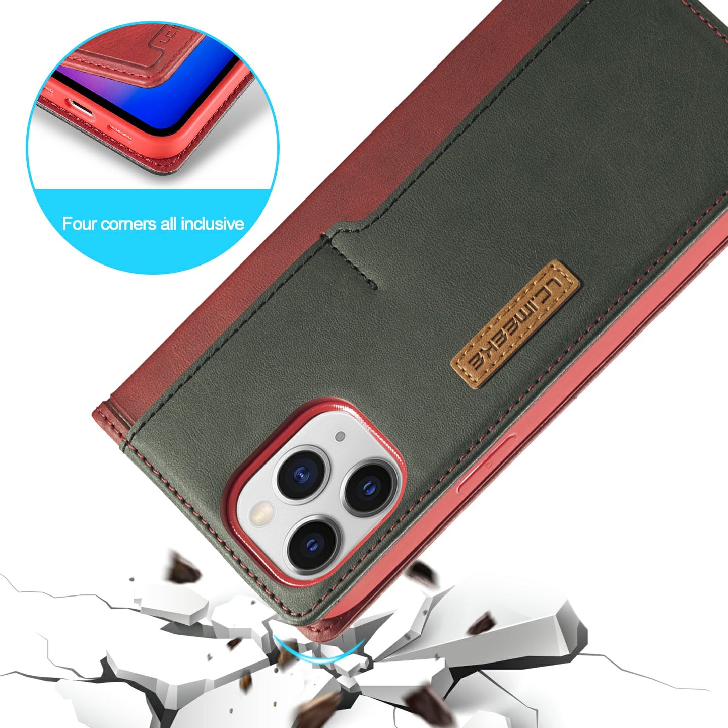 LC.IMEEKE LC-001 Series Full Body Protection Magnetic Buckle Leather Cell Phone Case with Card Slots for Apple iPhone 13 Pro 6.1 inch
