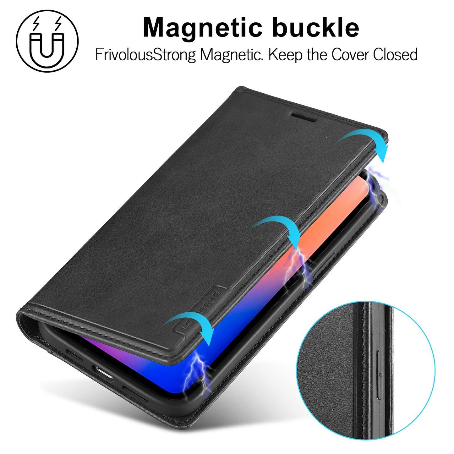 LC.IMEEKE LC-001 Series Full Body Protection Magnetic Buckle Leather Cell Phone Case with Card Slots for Apple iPhone 13 Pro 6.1 inch