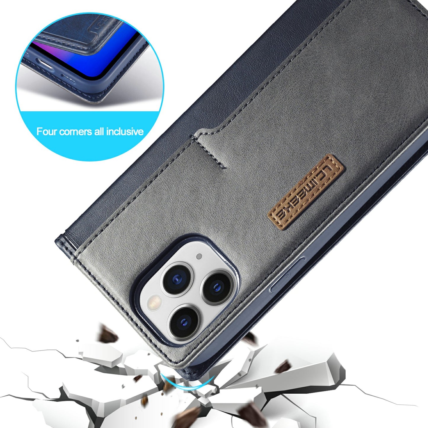 LC.IMEEKE LC-001 Series Full Body Protection Magnetic Buckle Leather Cell Phone Case with Card Slots for Apple iPhone 13 Pro 6.1 inch