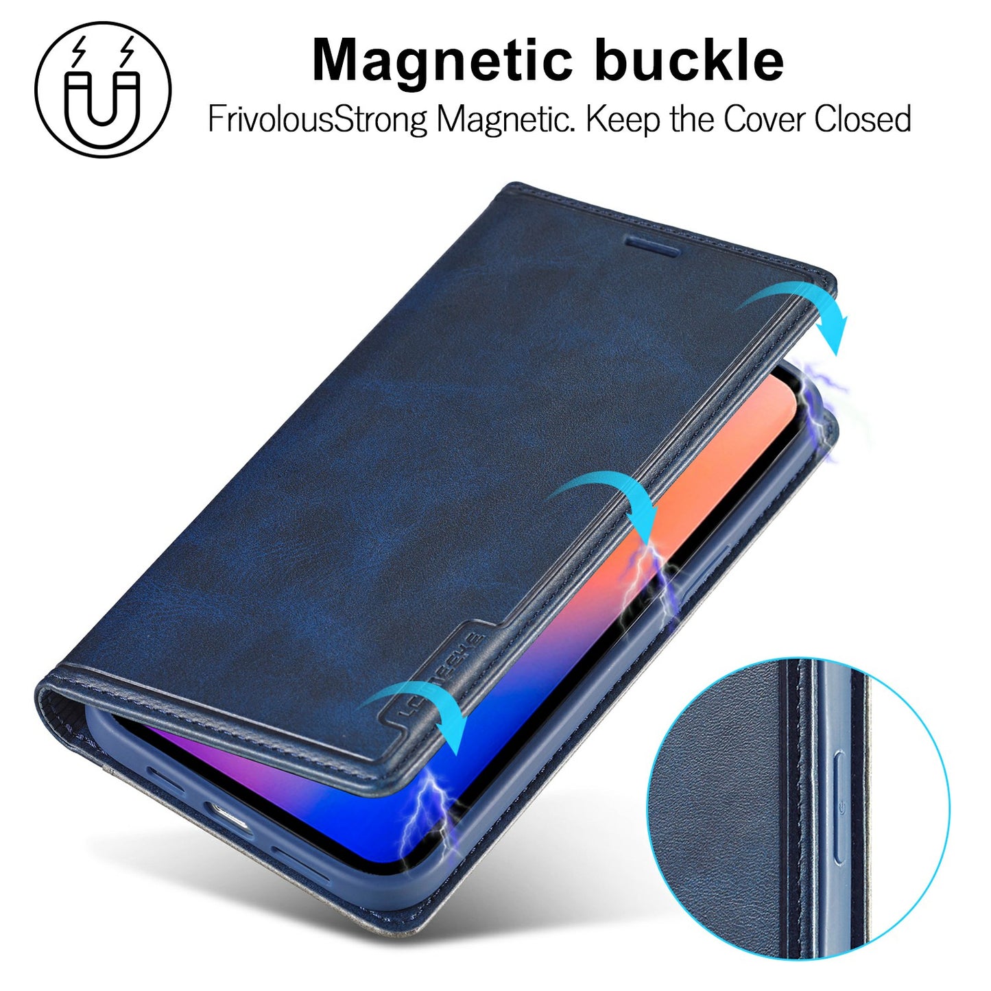 LC.IMEEKE LC-001 Series Full Body Protection Magnetic Buckle Leather Cell Phone Case with Card Slots for Apple iPhone 13 Pro 6.1 inch