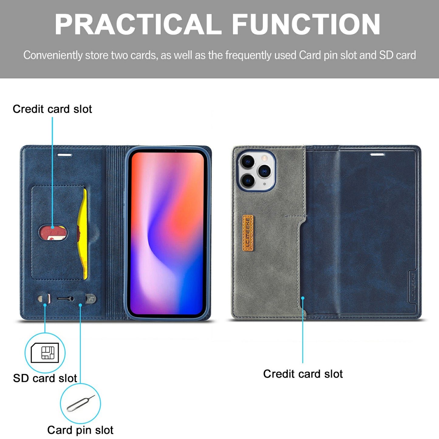 LC.IMEEKE LC-001 Series Full Body Protection Magnetic Buckle Leather Cell Phone Case with Card Slots for Apple iPhone 13 Pro 6.1 inch
