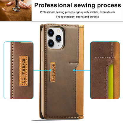 LC.IMEEKE LC-001 Series Full Body Protection Magnetic Buckle Leather Cell Phone Case with Card Slots for Apple iPhone 13 Pro 6.1 inch