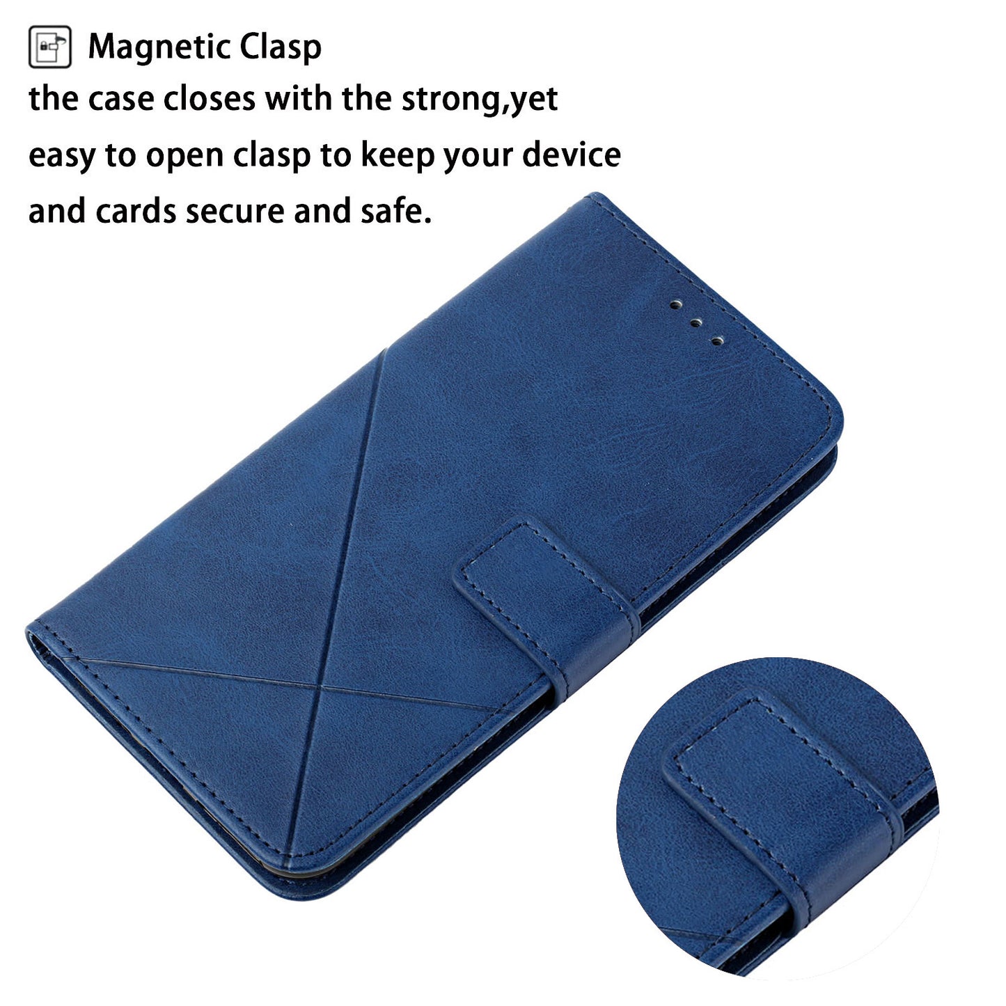 Solid Color Full Protection Stand Design PU Leather Phone Case with Strap for iPhone 13 Pro 6.1 inch