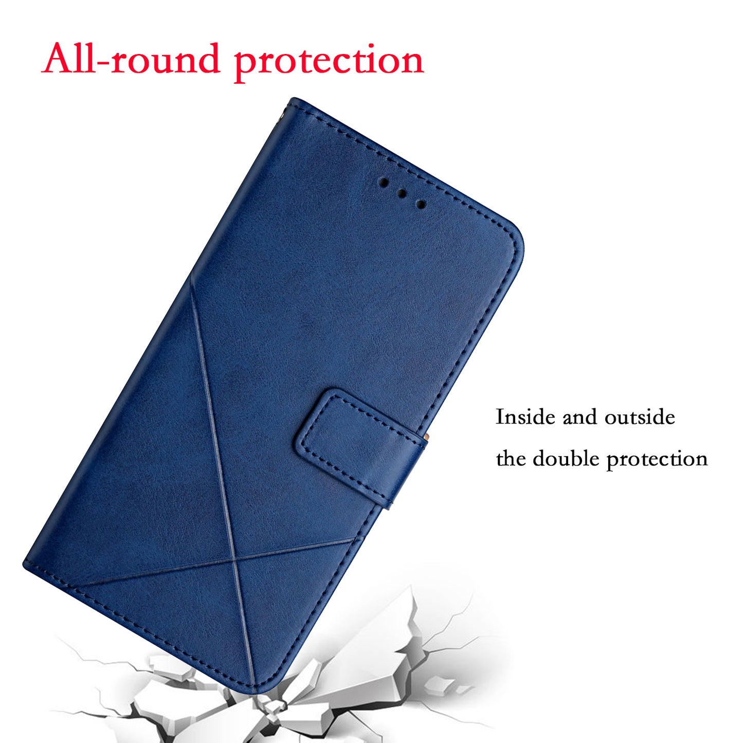 Solid Color Full Protection Stand Design PU Leather Phone Case with Strap for iPhone 13 Pro 6.1 inch