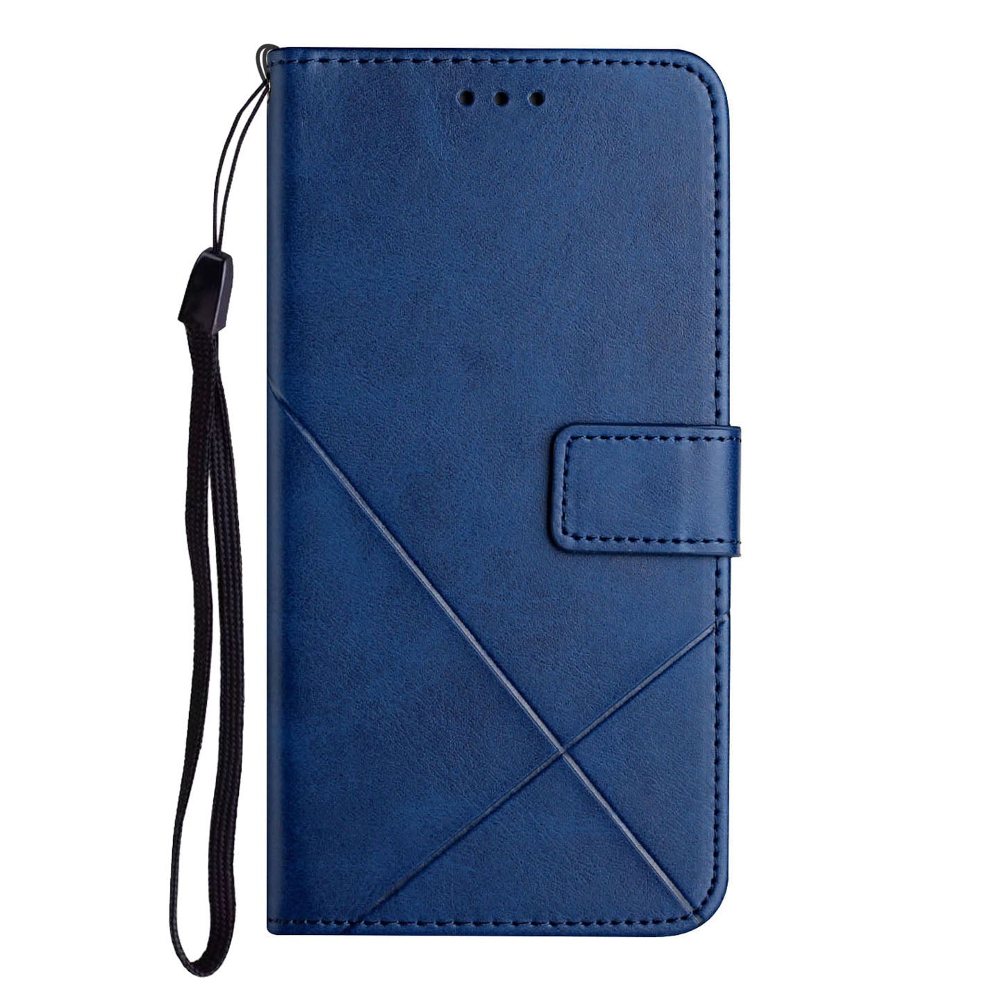 Solid Color Full Protection Stand Design PU Leather Phone Case with Strap for iPhone 13 Pro 6.1 inch