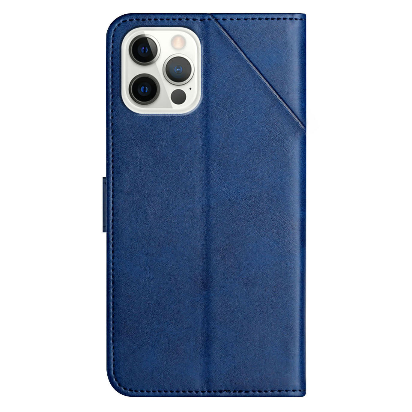 Solid Color Full Protection Stand Design PU Leather Phone Case with Strap for iPhone 13 Pro 6.1 inch