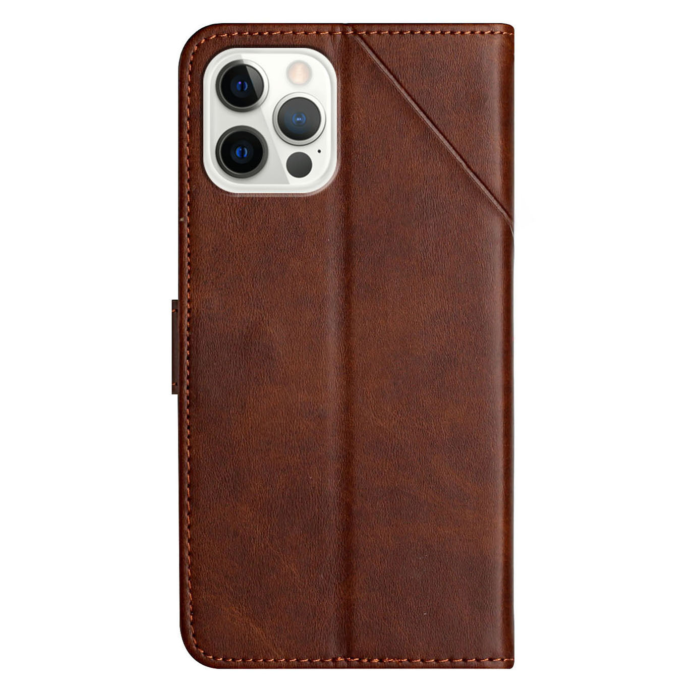 Solid Color Full Protection Stand Design PU Leather Phone Case with Strap for iPhone 13 Pro 6.1 inch