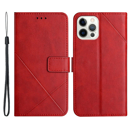 Solid Color Full Protection Stand Design PU Leather Phone Case with Strap for iPhone 13 Pro 6.1 inch