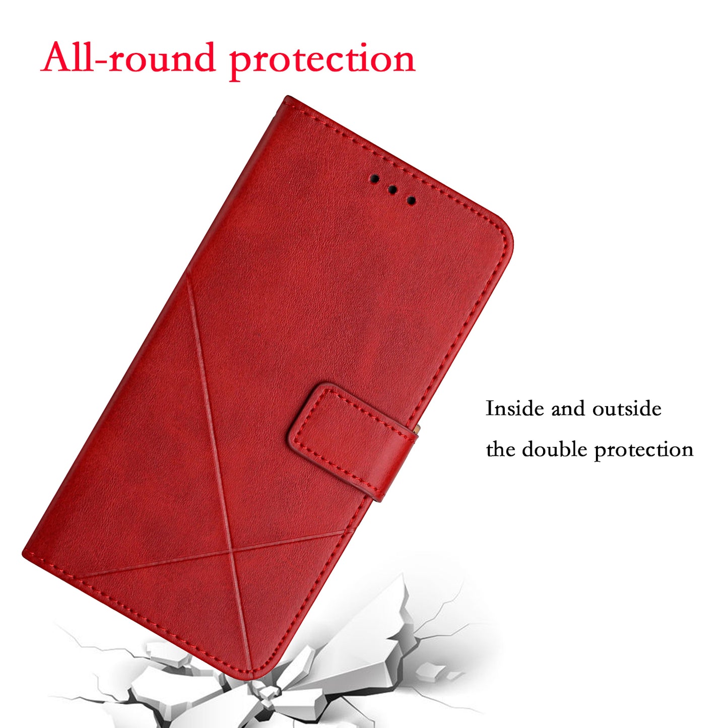 Solid Color Full Protection Stand Design PU Leather Phone Case with Strap for iPhone 13 Pro 6.1 inch