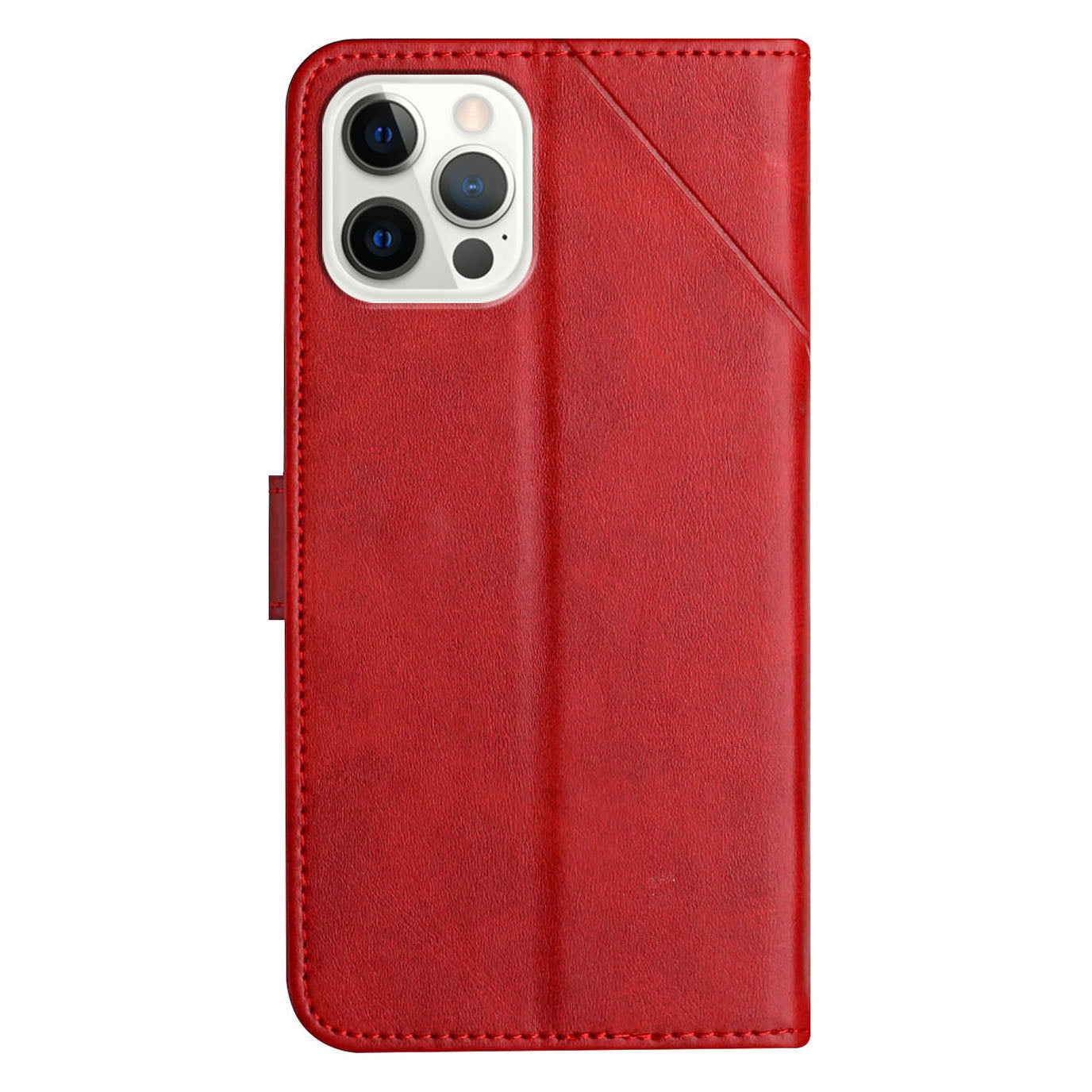 Solid Color Full Protection Stand Design PU Leather Phone Case with Strap for iPhone 13 Pro 6.1 inch