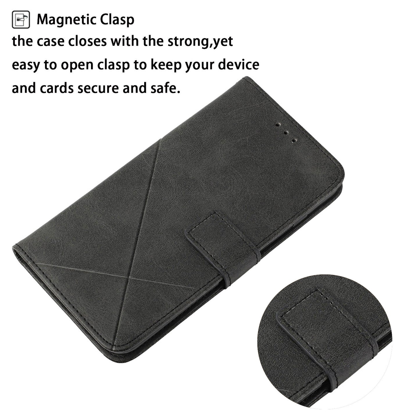 Solid Color Full Protection Stand Design PU Leather Phone Case with Strap for iPhone 13 Pro 6.1 inch