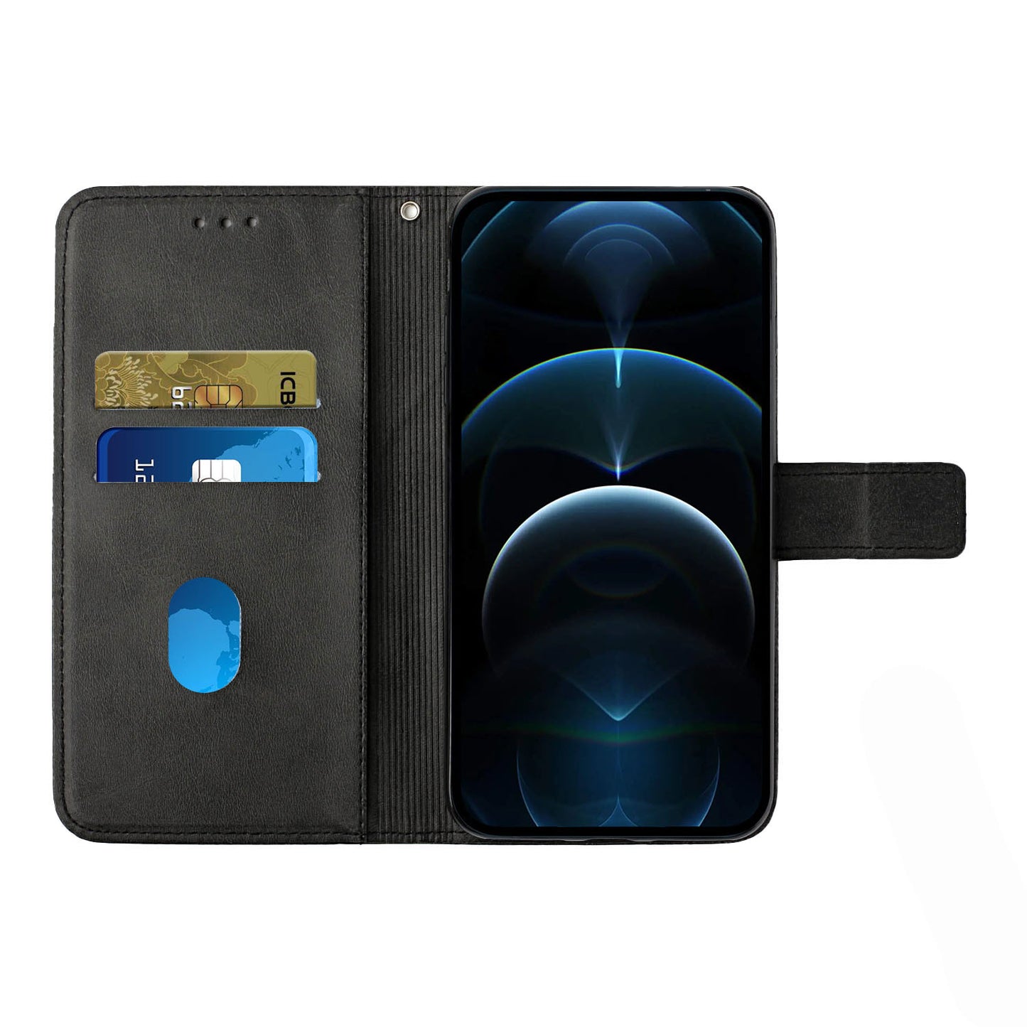 Solid Color Full Protection Stand Design PU Leather Phone Case with Strap for iPhone 13 Pro 6.1 inch