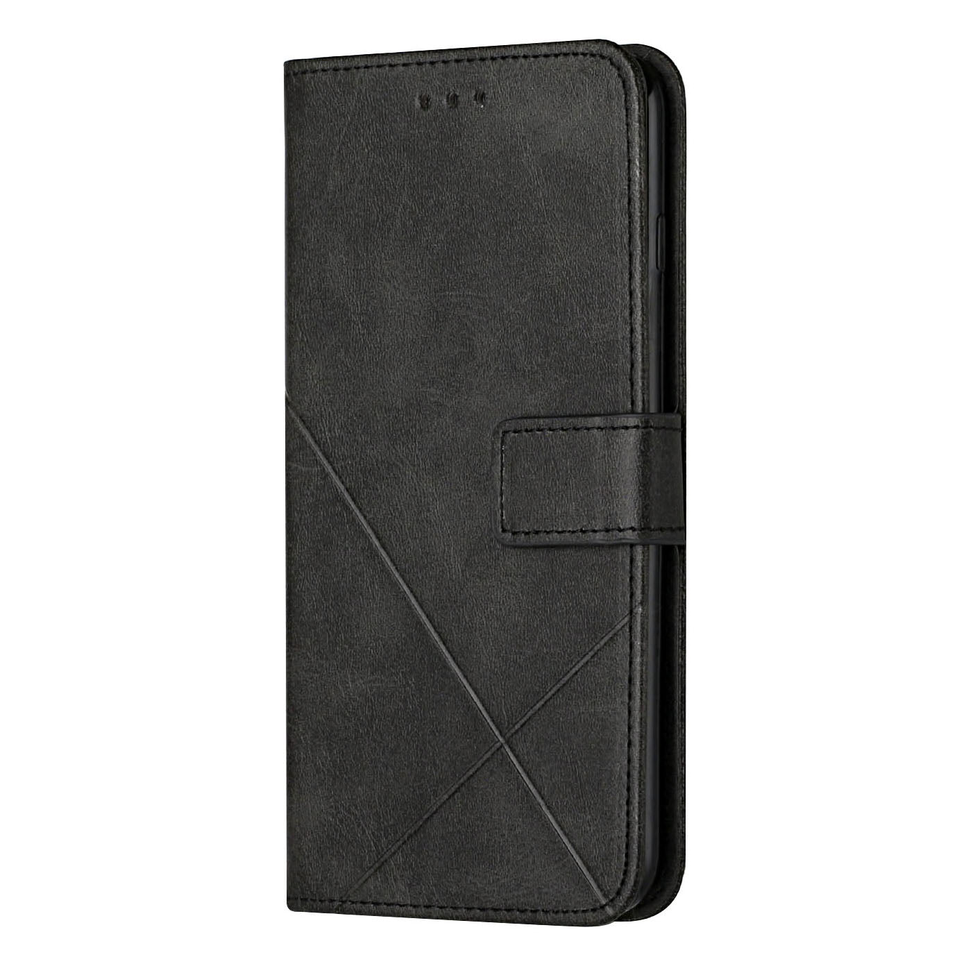Solid Color Full Protection Stand Design PU Leather Phone Case with Strap for iPhone 13 Pro 6.1 inch