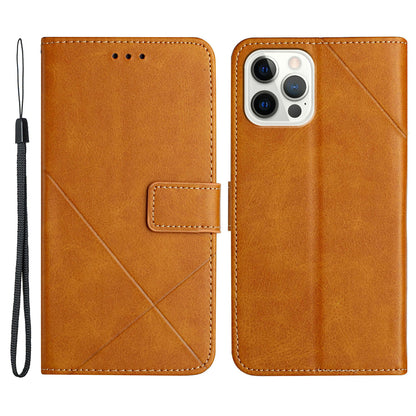 Solid Color Full Protection Stand Design PU Leather Phone Case with Strap for iPhone 13 Pro 6.1 inch