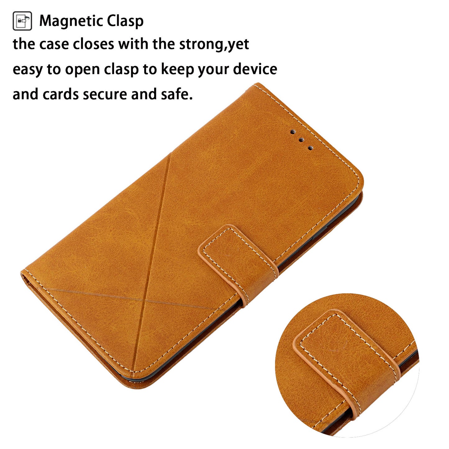 Solid Color Full Protection Stand Design PU Leather Phone Case with Strap for iPhone 13 Pro 6.1 inch