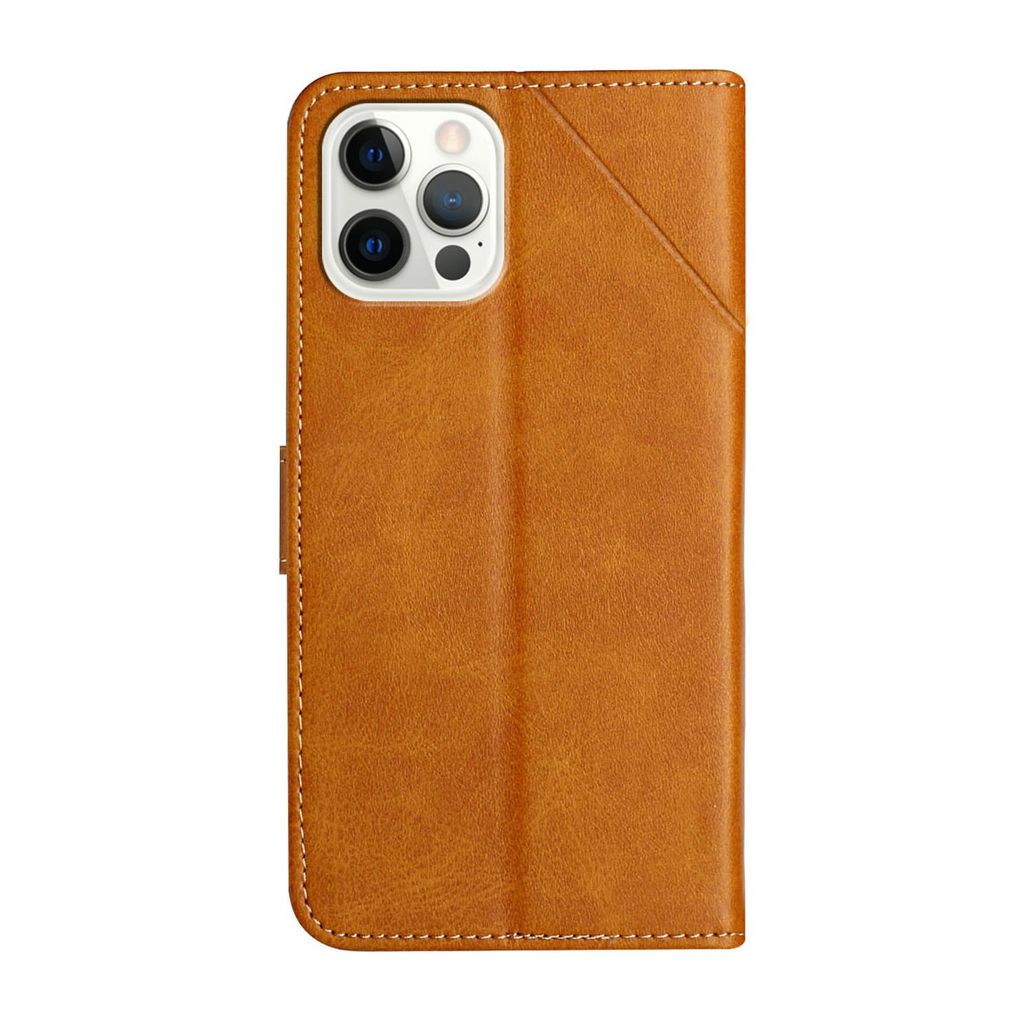 Solid Color Full Protection Stand Design PU Leather Phone Case with Strap for iPhone 13 Pro 6.1 inch