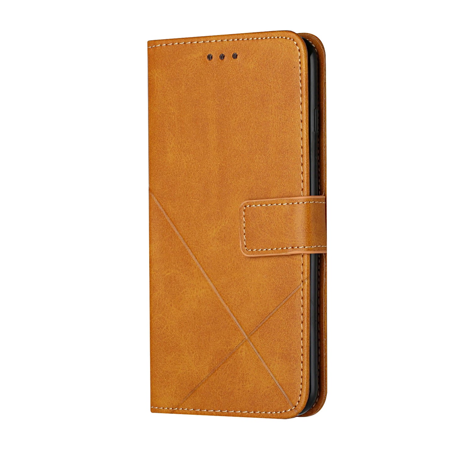 Solid Color Full Protection Stand Design PU Leather Phone Case with Strap for iPhone 13 Pro 6.1 inch