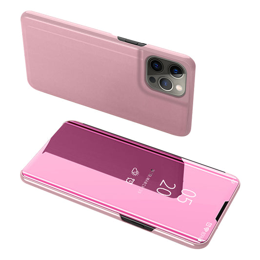 Electroplating Mirror Surface Leather Stand Case with View Window for iPhone 13 Pro Max 6.7 inch