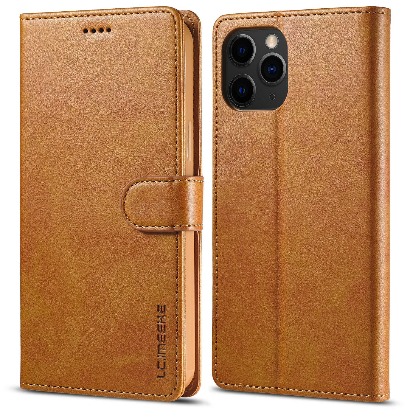 LC.IMEEKE Shockproof PU Leather Phone Shell with Stand Wallet Design for iPhone 13 Pro Max 6.7 inch