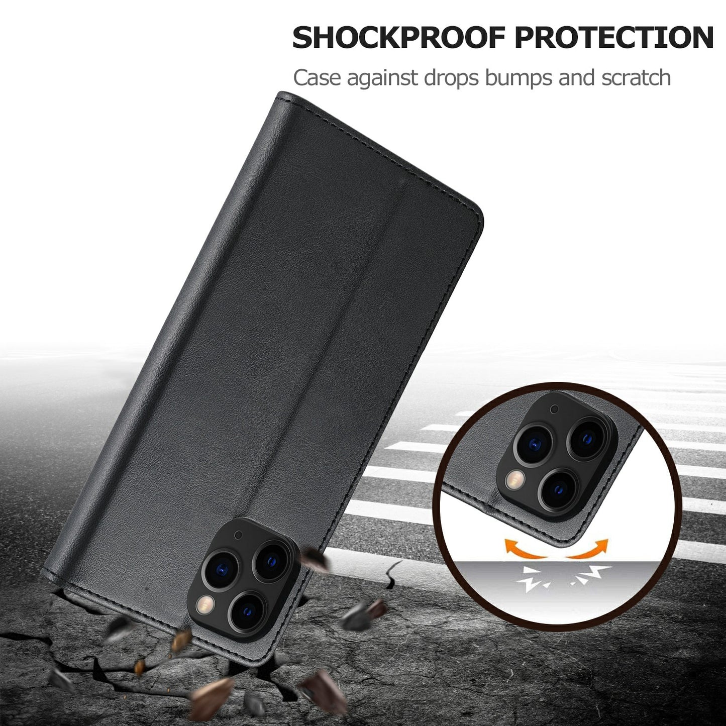 LC.IMEEKE Shockproof PU Leather Phone Shell with Stand Wallet Design for iPhone 13 Pro Max 6.7 inch