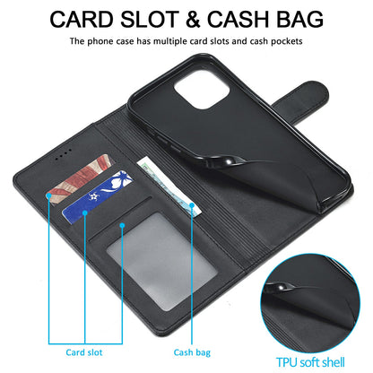 LC.IMEEKE Shockproof PU Leather Phone Shell with Stand Wallet Design for iPhone 13 Pro Max 6.7 inch