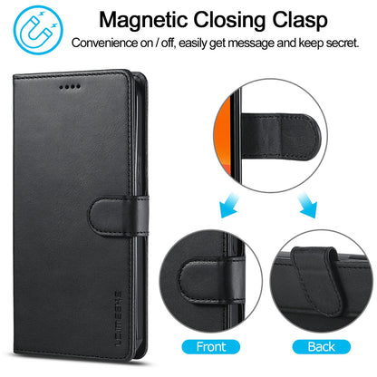 LC.IMEEKE Shockproof PU Leather Phone Shell with Stand Wallet Design for iPhone 13 Pro Max 6.7 inch
