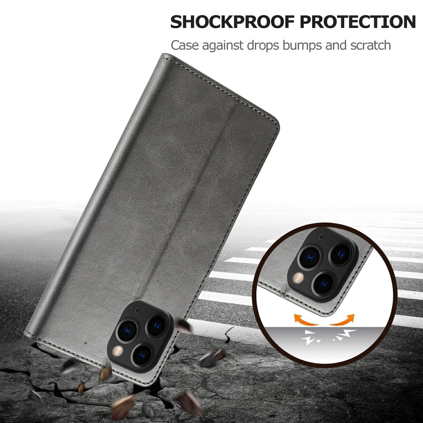 LC.IMEEKE Shockproof PU Leather Phone Shell with Stand Wallet Design for iPhone 13 Pro Max 6.7 inch