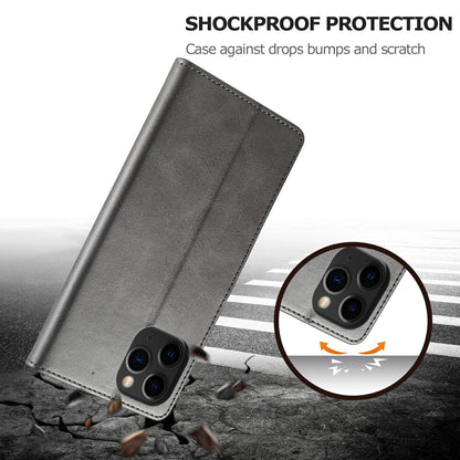 LC.IMEEKE Shockproof PU Leather Phone Shell with Stand Wallet Design for iPhone 13 Pro Max 6.7 inch