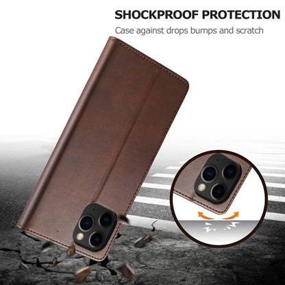 LC.IMEEKE Shockproof PU Leather Phone Shell with Stand Wallet Design for iPhone 13 Pro Max 6.7 inch