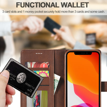 LC.IMEEKE Shockproof PU Leather Phone Shell with Stand Wallet Design for iPhone 13 Pro Max 6.7 inch