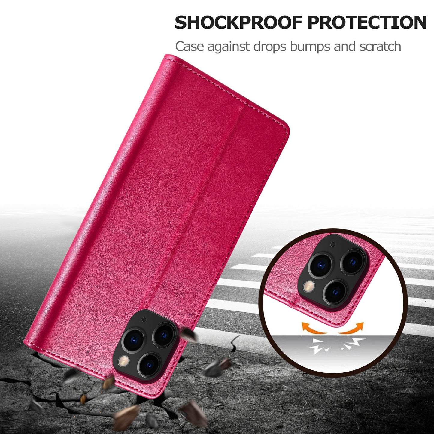 LC.IMEEKE Shockproof PU Leather Phone Shell with Stand Wallet Design for iPhone 13 Pro Max 6.7 inch