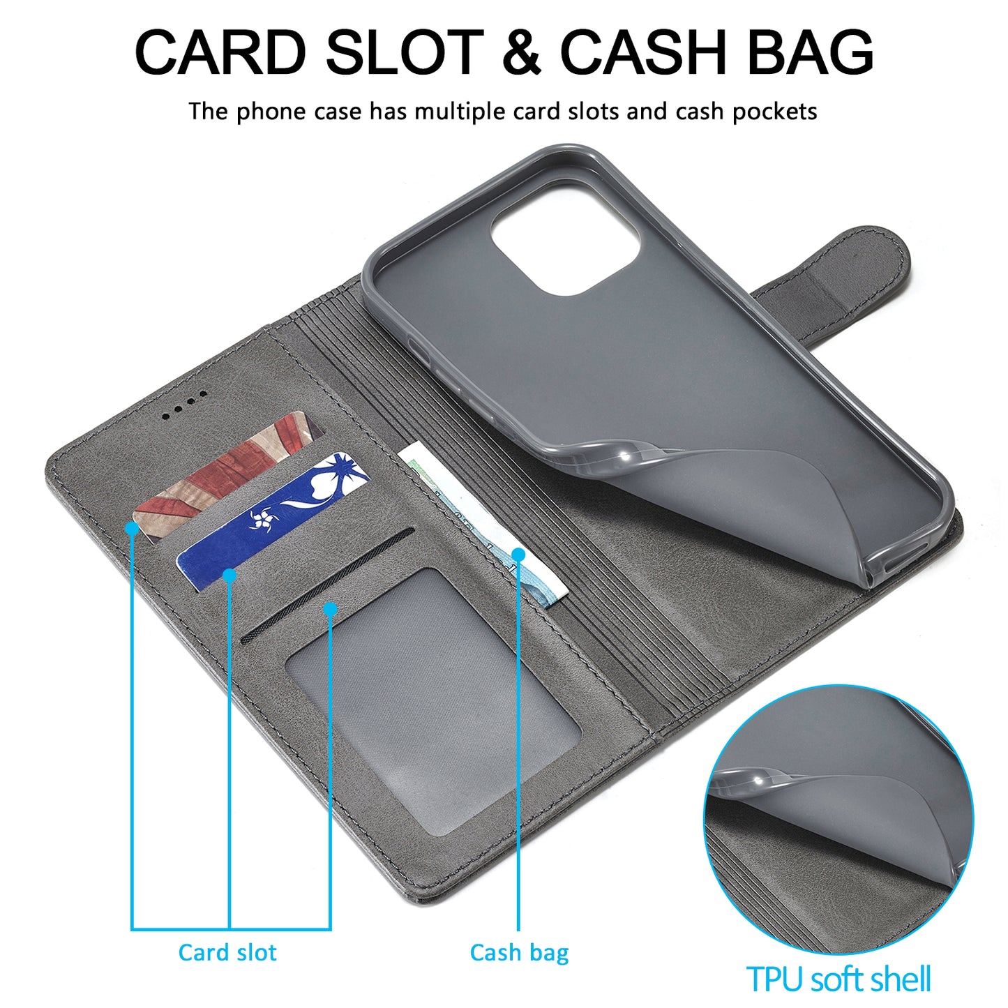 LC.IMEEKE Wallet Design Leather Case Shell with Stand for iPhone 13 Pro 6.1 inch)