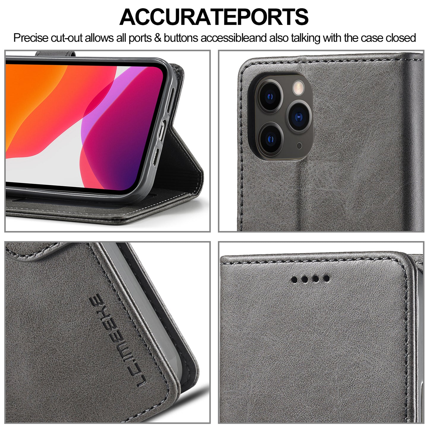 LC.IMEEKE Wallet Design Leather Case Shell with Stand for iPhone 13 Pro 6.1 inch)