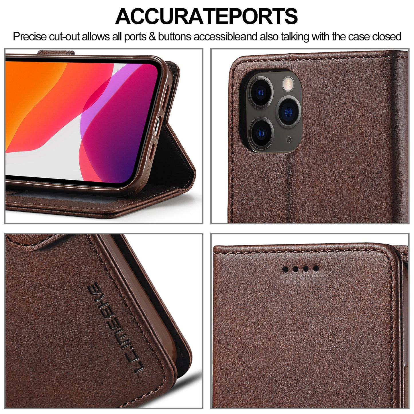 LC.IMEEKE Wallet Design Leather Case Shell with Stand for iPhone 13 Pro 6.1 inch)
